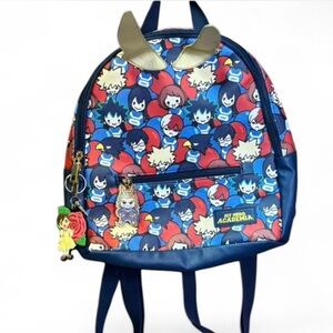 My Hero Academia Chibi Characters Blue Mini Backpack w/ Charms Anime Bag